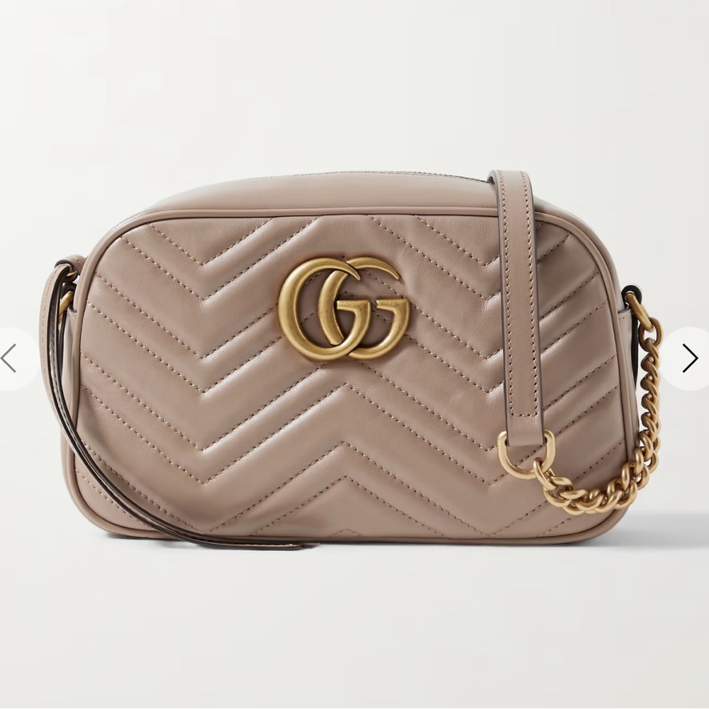 GG Marmont Camera small quilted leather shoulder bag in Antique Rose